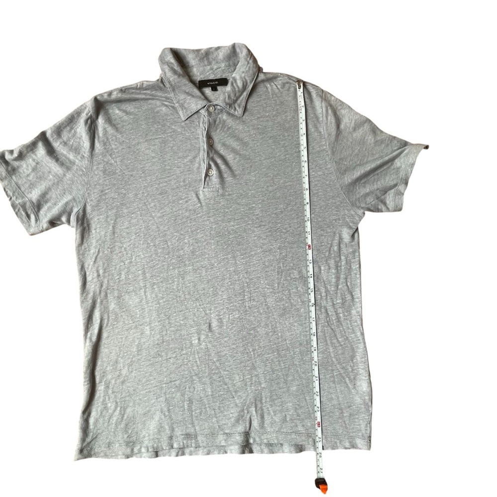 Men's VINCE Gray Blue Linen Polo Shirt size Small
